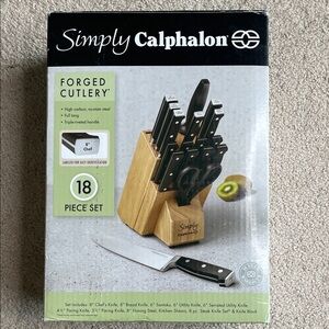 NWT Simply Calphalon Forged Cutlery Set - Black and Silver